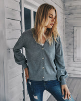 Long Sleeve V-neck Knitted Cardigan Sweater