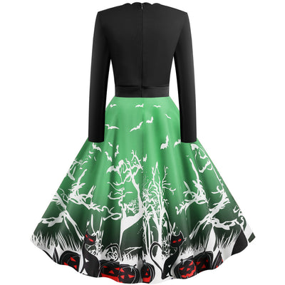 Halloween Printed Stitching Dress