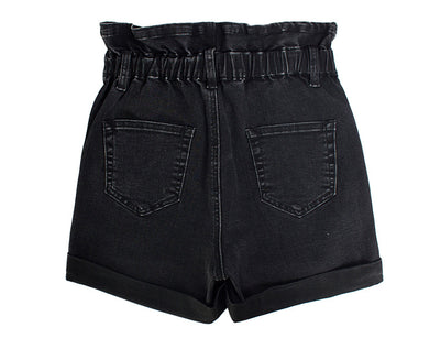 Black Wide-legged Denim Shorts