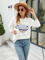 Turtleneck Printed Color Matching Sweater