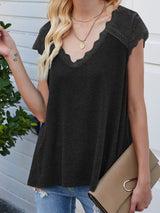 Spliced Lace Loose Vest T-shirt