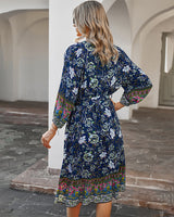 Bohemian Holiday Style Print Dress