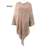 Cashmere Striped Cloak Fringed Pullover Dhawl