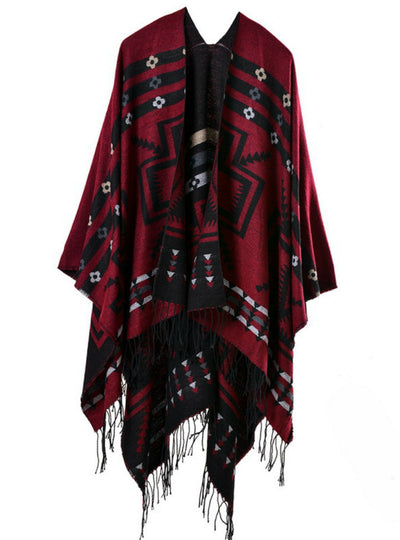 Cross Plum Lengthened Thickened Split Shawl