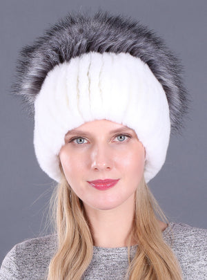 Rabbit Fur Hat Female Winter Rex Fur Winter