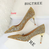 Shiny Sequined Stiletto Heel Shoes