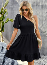 Solid Color Short Sleeve Dress