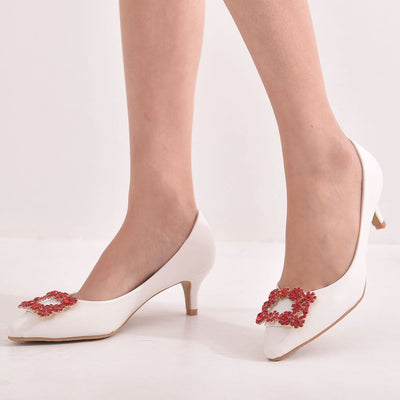 Square Buckle Rhinestone Pointy Shoes