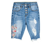 Three-dimensional Embroidered Slim Stretch Jeans