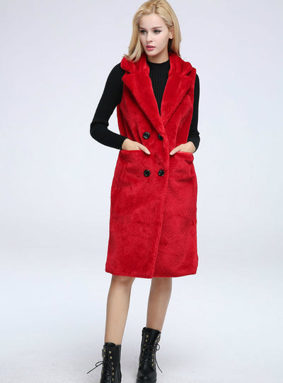 Sheep Shearling Coat Suit Lapel Wool Fur Waistcoat