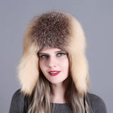 Curled Top Fox Fur Warm Ladies Hat Winter