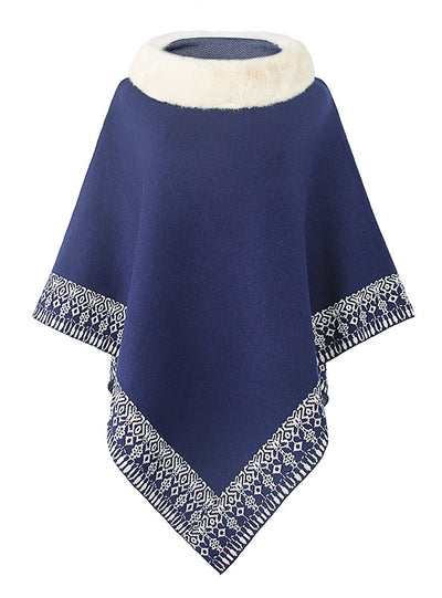 Fur Collar Cape Shawl Coat