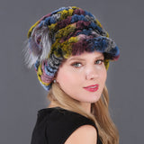 Woman Warm Rex Rabbit Hair Knitted Hat