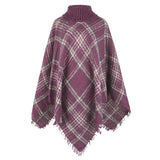 Cape Lapel Striped Colored Check Shawl