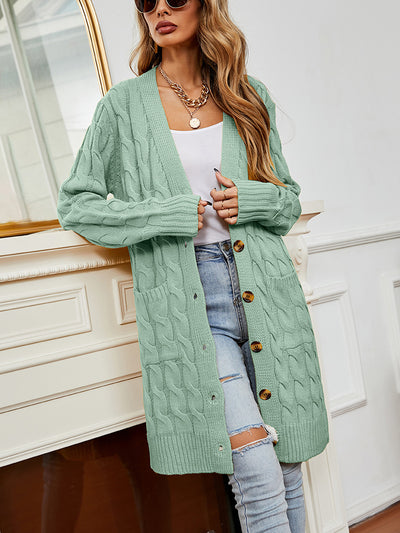 Long Sleeve Button Twist Cardigan Sweater