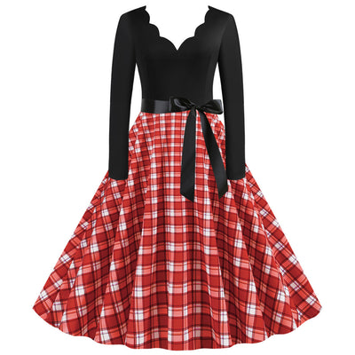 Christmas Long Sleeve Plaid Dress