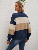 Loose Striped Color Matching Coat Knitted Cardigan