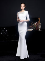 Short Sleeve Mermaid Lace Beading Prom Dress