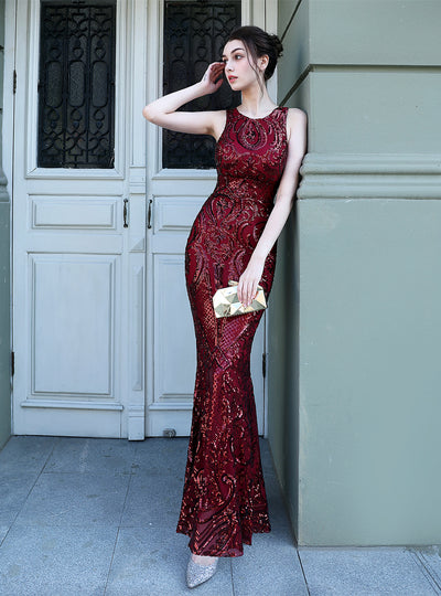 Sequined Mermaid Long Prom Dress