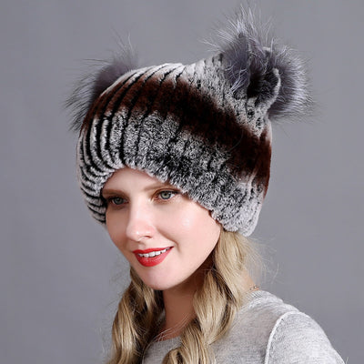 Rex Fur Hats Ladies Thicken Keep Warm