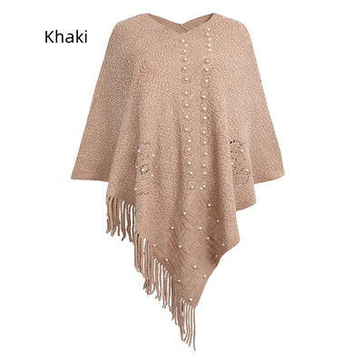 Knitted Beaded Tassel Shawl Cloak