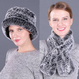 Female Winter Rex Rabbit Hair Knitted Wool Hat