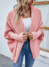 Solid Color Bat Sleeve Cardigan Coat Sweater