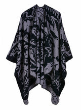 Ladies Flower Pattern Shawl Split Long Cloak