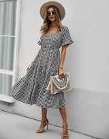 Plaid Temperament Big Swing Dress