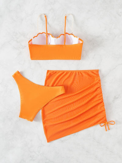 Women's Three-piece Solid Color Bikini