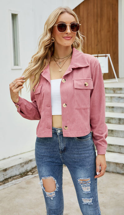 Lapel Button Long Sleeve Jacket