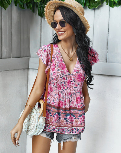 Bohemian Short Sleeve Print T-shirt