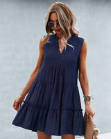 V-neck Sexy Solid Ccolor Dress