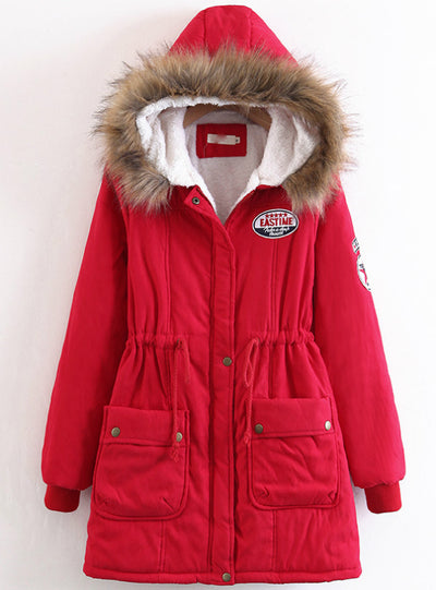 Wool Collar Hat Cotton-padded Jacket Cashmere 