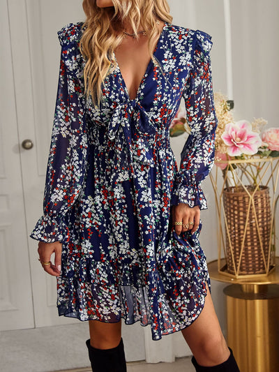 Long Sleeve Sexy Printed Dress