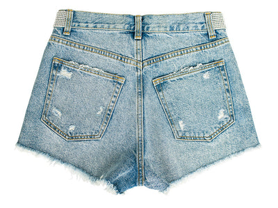 Broad-legged Tide Srill Chain Denim Shorts