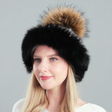 Thickened Rabbit Hair Blended Pearl Knitted Hat