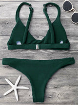 Swimwear Solid Color Beachwear Brazilian Bikini Set