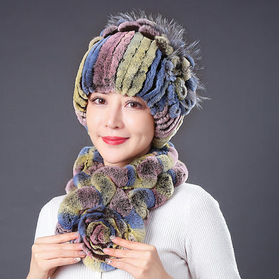 Rex Fur Hat Winter Scarf Collar Suit