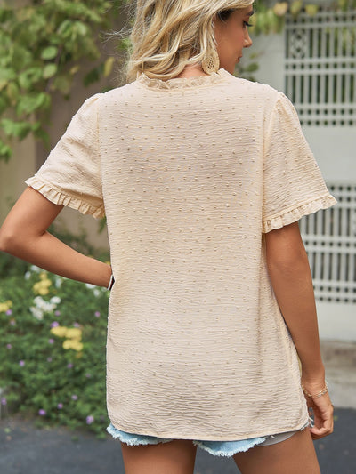 V-neck Chiffon Short-sleeved Shirt