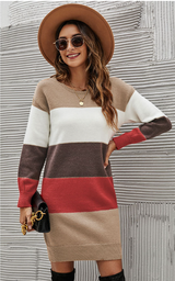 Color Matching Long Sweater Dress