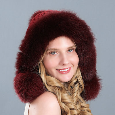 Women's Rex Fur Hats Winter Ear Hats