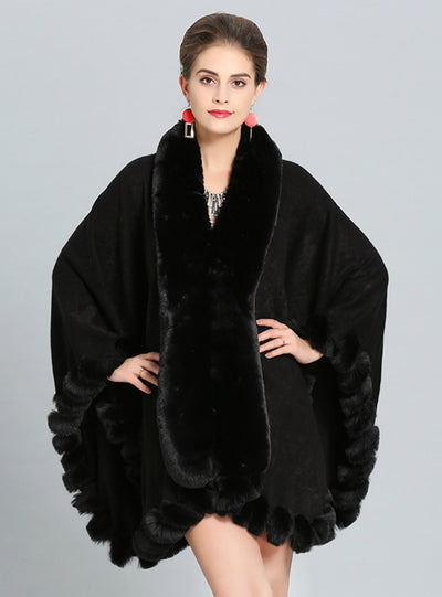 Fox Like Fur With Fur Collar Cape And Coat