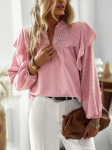 Lotus Leaf Lantern Sleeve Lace Stitching Top