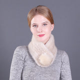 Warm Ladies Mink Fur Scarf Fox Fur Ball