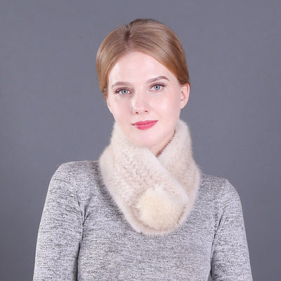 Warm Ladies Mink Fur Scarf Fox Fur Ball