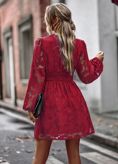 V-neck Long Sleeve Casual Dress