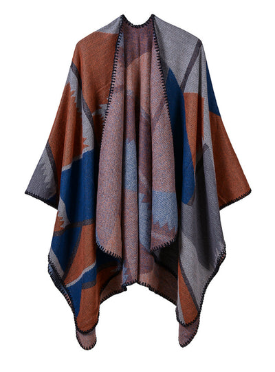 Dual Purpose Cape Geometric Matching Pattern And Shawl