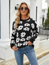 Loose Pullover Flower Sweater