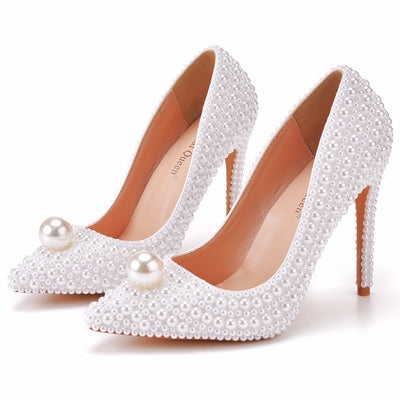 Pearl Stiletto Heels Pointed Wedding Shoes